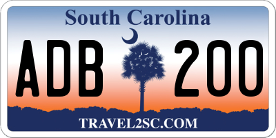 SC license plate ADB200