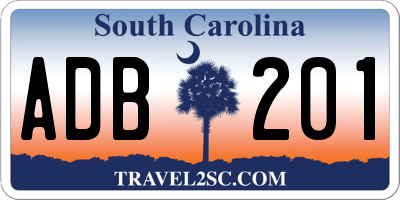 SC license plate ADB201