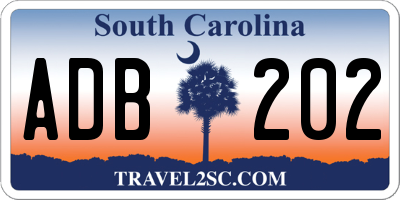 SC license plate ADB202