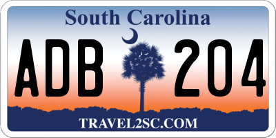 SC license plate ADB204