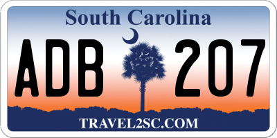 SC license plate ADB207
