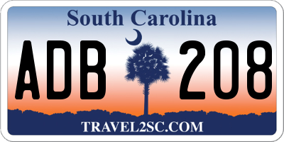 SC license plate ADB208