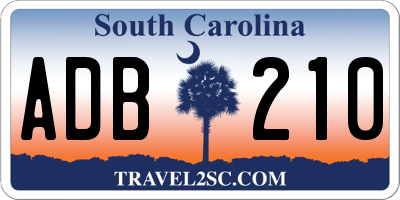 SC license plate ADB210