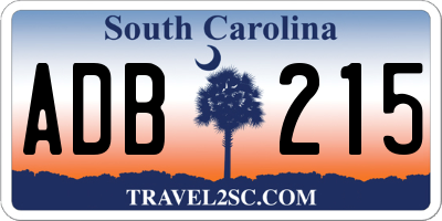 SC license plate ADB215