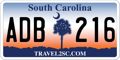 SC license plate ADB216