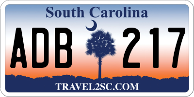 SC license plate ADB217