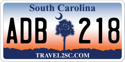 SC license plate ADB218