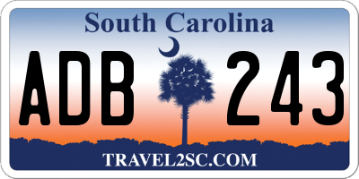 SC license plate ADB243
