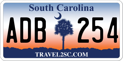 SC license plate ADB254