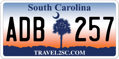 SC license plate ADB257