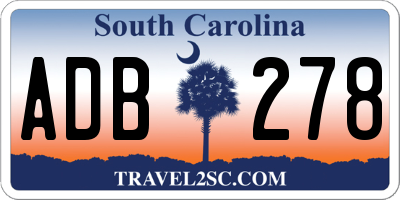 SC license plate ADB278