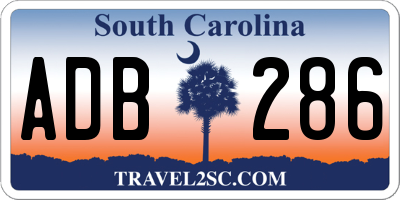 SC license plate ADB286
