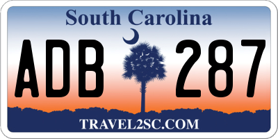 SC license plate ADB287