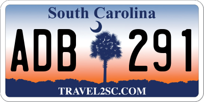 SC license plate ADB291