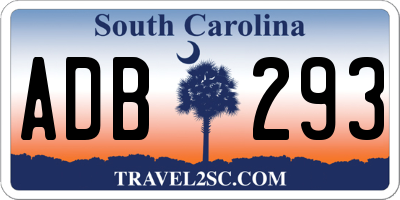 SC license plate ADB293