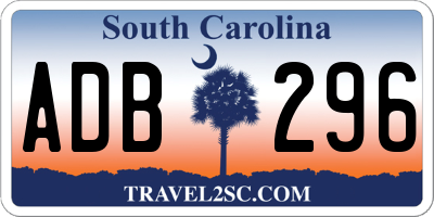 SC license plate ADB296