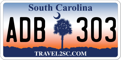 SC license plate ADB303