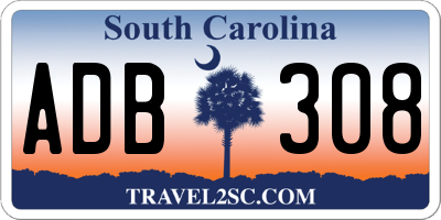 SC license plate ADB308