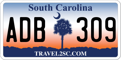 SC license plate ADB309