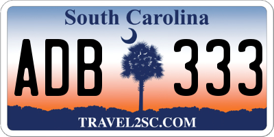 SC license plate ADB333