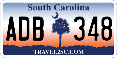 SC license plate ADB348