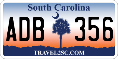SC license plate ADB356