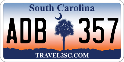 SC license plate ADB357