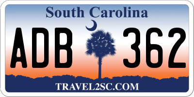 SC license plate ADB362