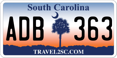 SC license plate ADB363