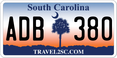 SC license plate ADB380