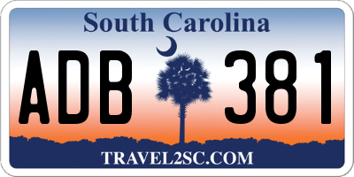 SC license plate ADB381