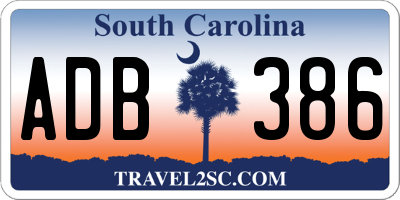 SC license plate ADB386