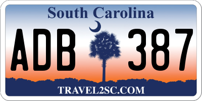 SC license plate ADB387