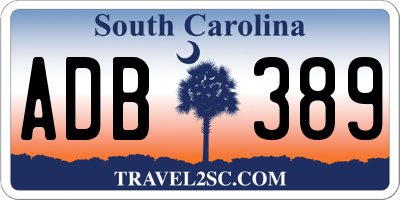 SC license plate ADB389