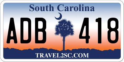 SC license plate ADB418