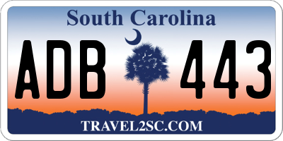 SC license plate ADB443