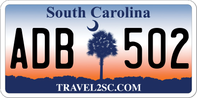 SC license plate ADB502