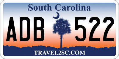 SC license plate ADB522