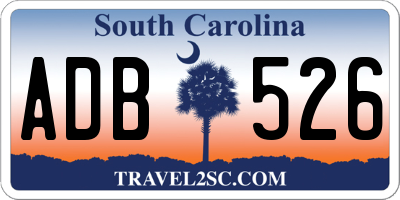 SC license plate ADB526