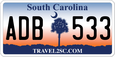 SC license plate ADB533