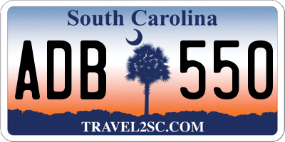 SC license plate ADB550