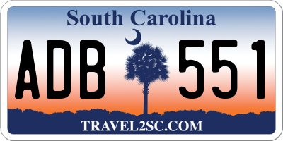 SC license plate ADB551