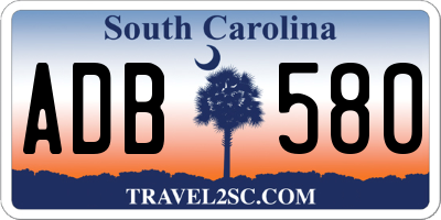 SC license plate ADB580