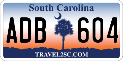 SC license plate ADB604
