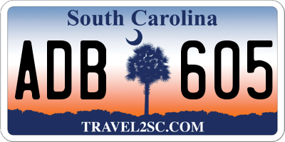 SC license plate ADB605