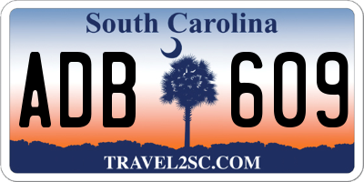 SC license plate ADB609