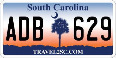 SC license plate ADB629