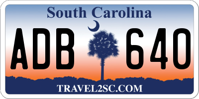 SC license plate ADB640