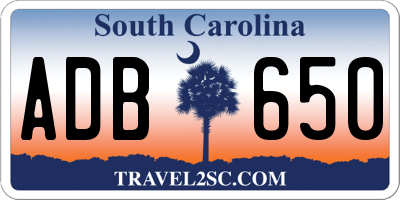 SC license plate ADB650