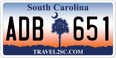 SC license plate ADB651